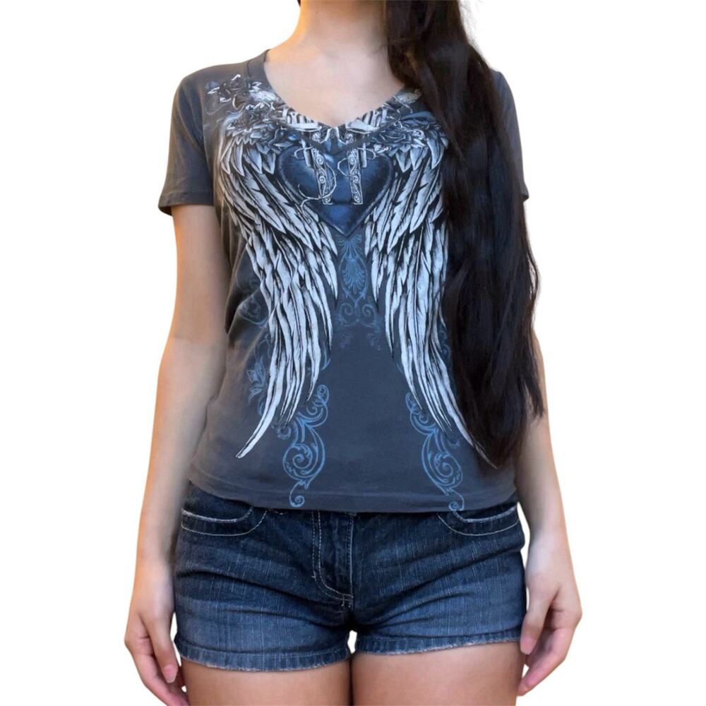 vintage cyber y2k graphic short sleeve top